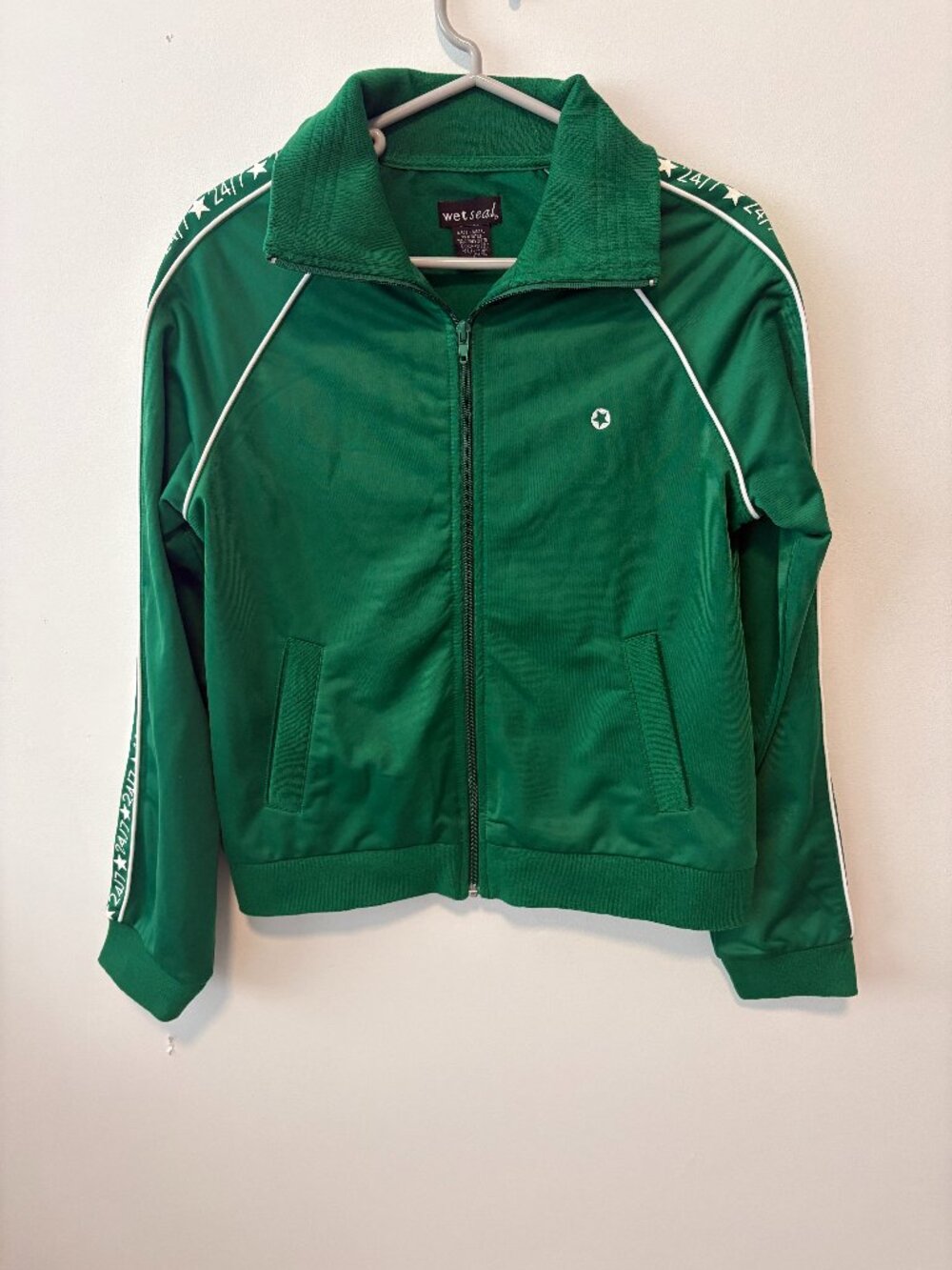 Retro Track Jacket, Green | Wet Seal | Size M